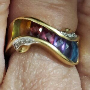 18k Gold Multi Semi Precious Stone Ring 5 Grams